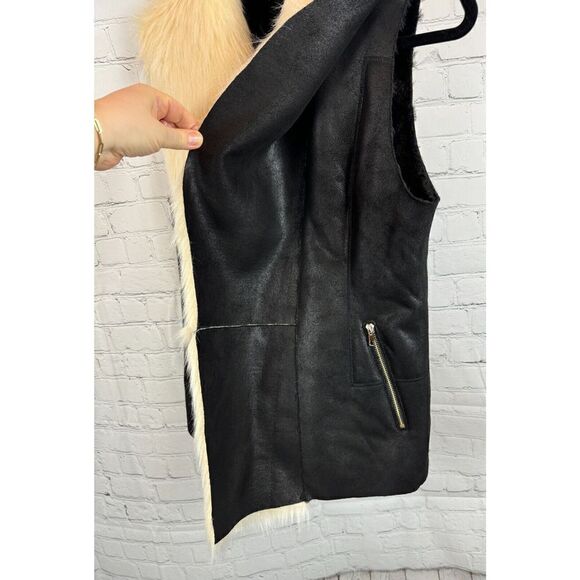 VICI EXCLUSIVE x FATE ivory faux fur black faux leather boho vest M NWT - Picture 4 of 11
